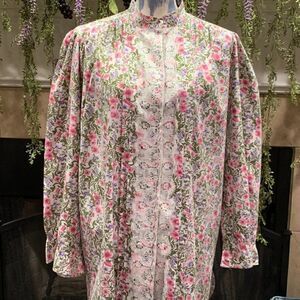 Victoria's Secret Vintage Gold Label floral cotton with lace sleeping shirt M/L